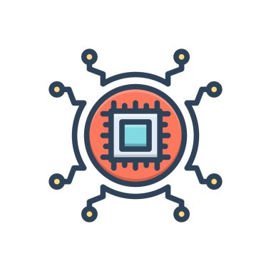 Mikroçip için renk illüstrasyon simgesi 