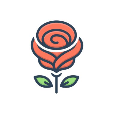 Gül için renk illüstrasyon simgesi 