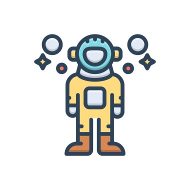 Astronot için renk illüstrasyon simgesi 