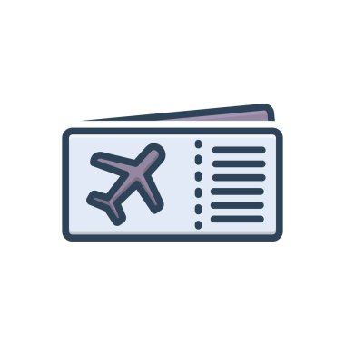 Uçak bileti için renk illüstrasyon simgesi 