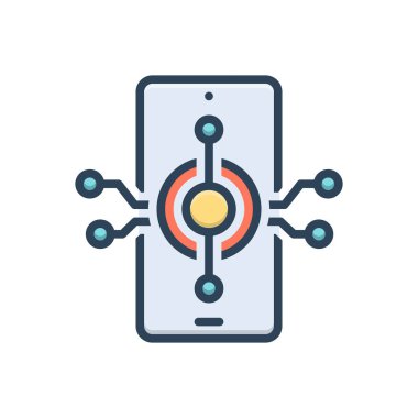 Teknoloji için renk illüstrasyon simgesi 