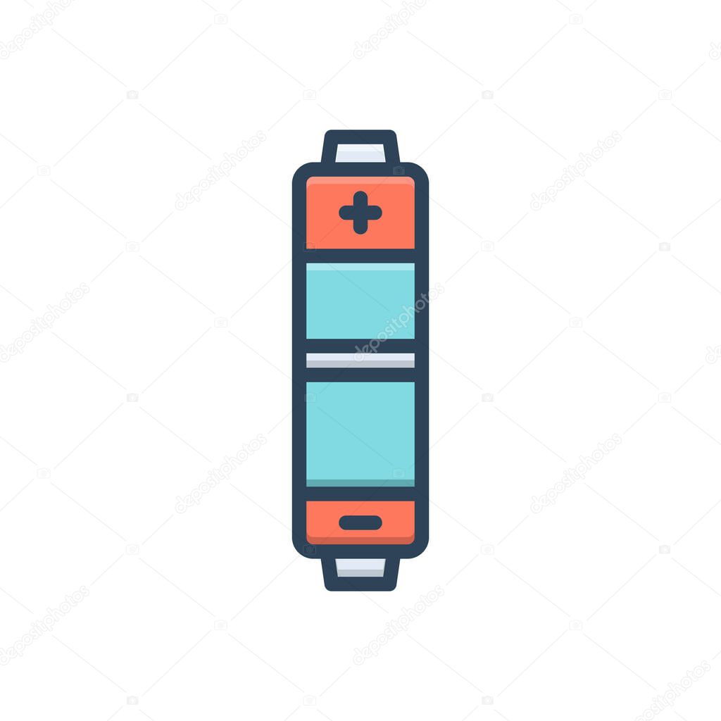 Color illustration icon for battery
