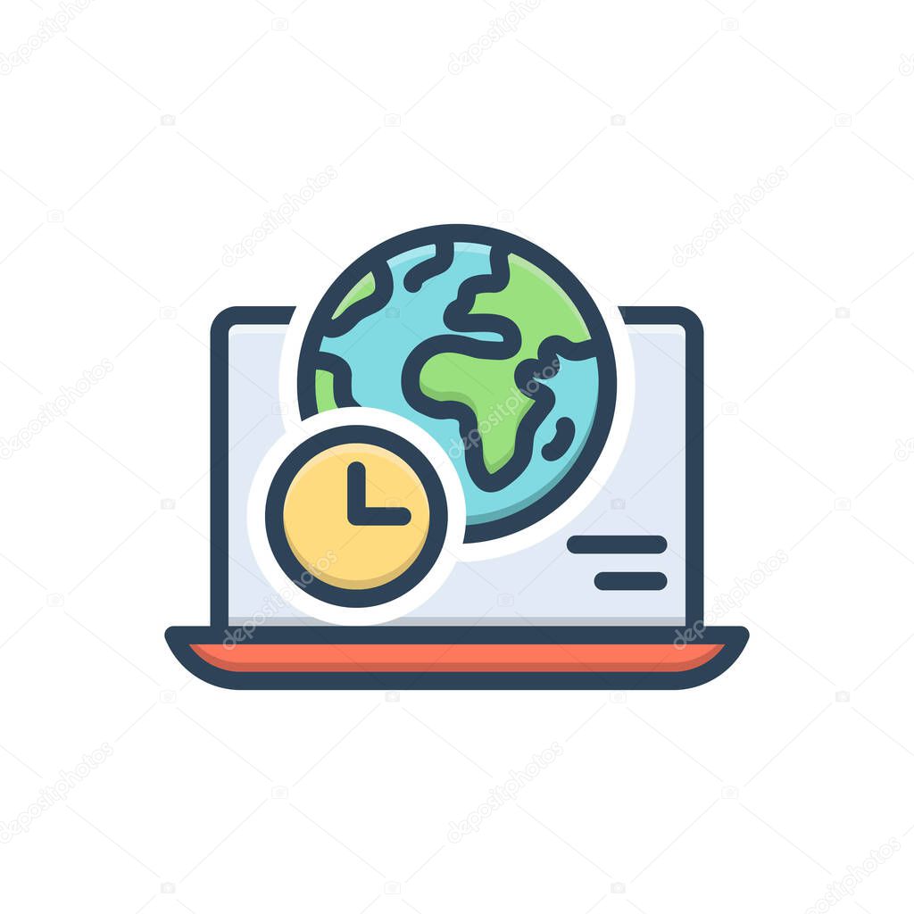 Color illustration icon for global