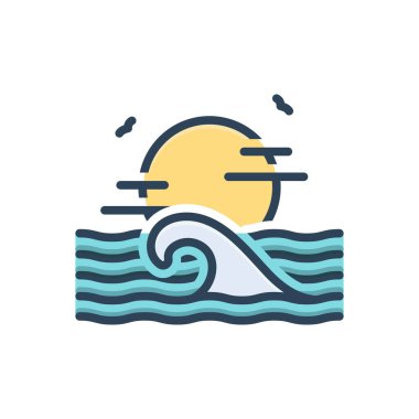 Okyanus için renk illüstrasyon simgesi 