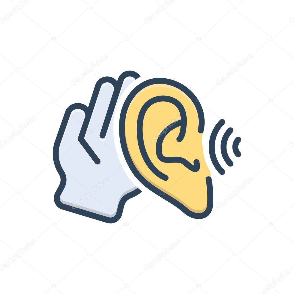 Color illustration icon for hearing
