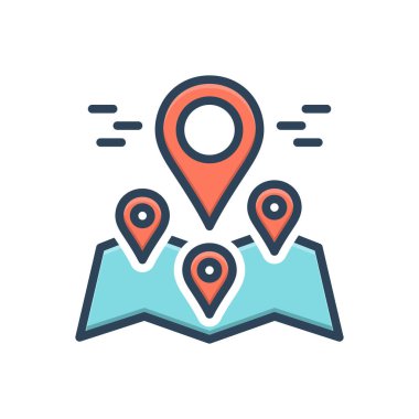 Konumlar için renk illüstrasyon simgesi 