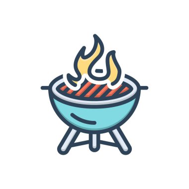 Barbekü için renk illüstrasyon simgesi 