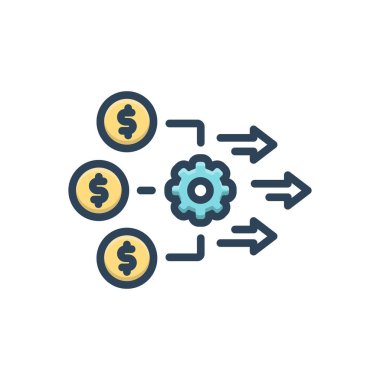 İşletim maliyeti için renk illüstrasyon simgesi