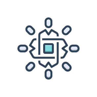 İşbirliği için renk illüstrasyon simgesi