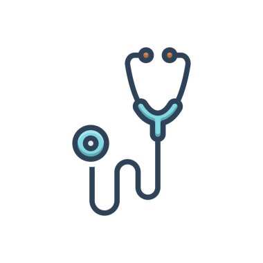 Stetoskop için renk illüstrasyon simgesi 