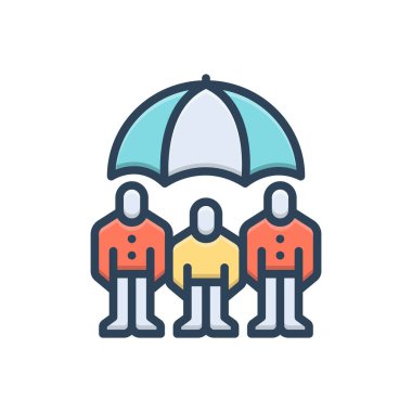 Aile sigortası için renk illüstrasyon simgesi 
