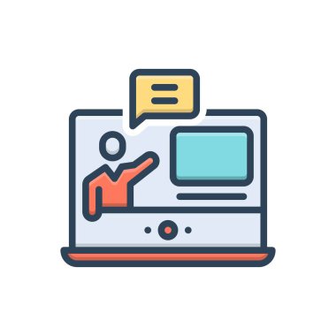 Webinar sohbeti için renk illüstrasyon simgesi