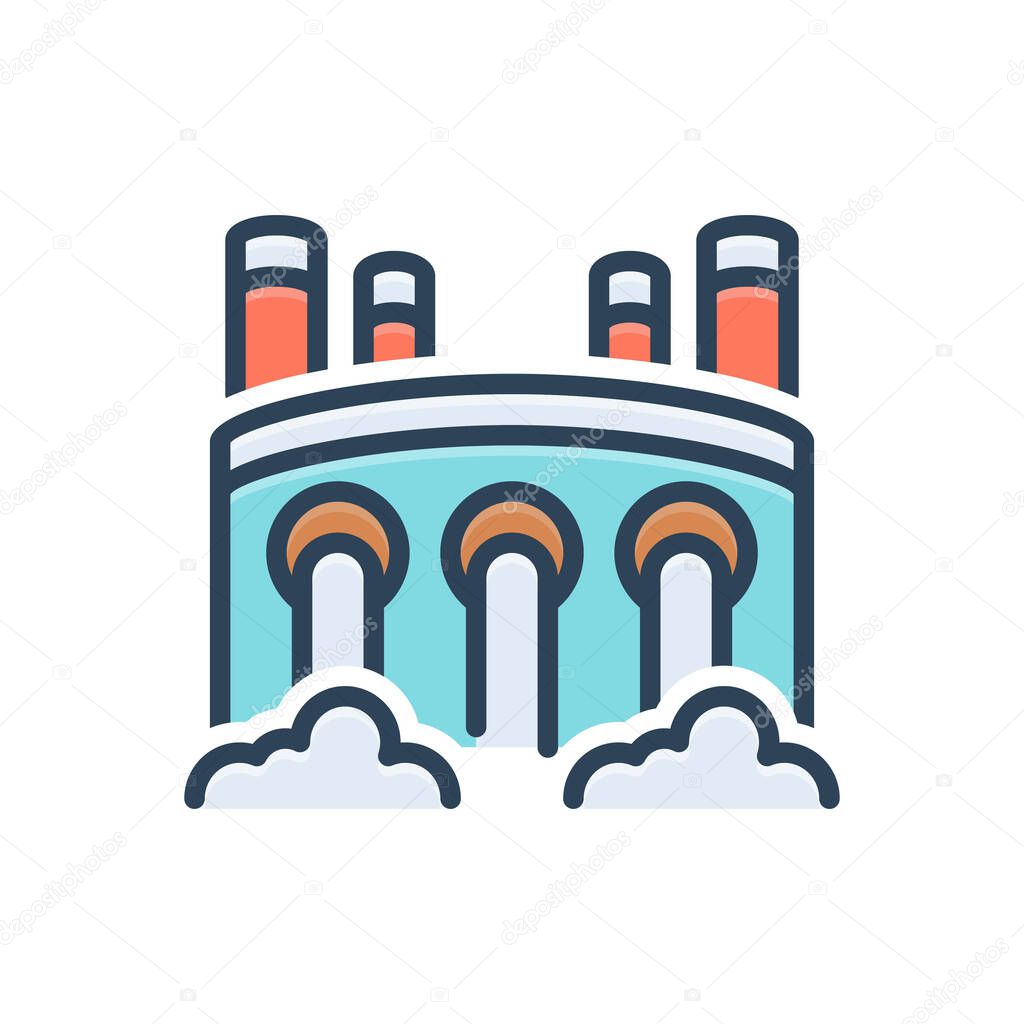 Color illustration icon for hydro power