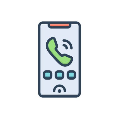 Telefon görüşmesi için renk illüstrasyon simgesi