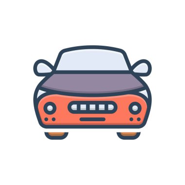 Otomobil için renk illüstrasyon simgesi 