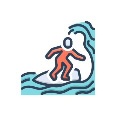 Sörf için renk illüstrasyon simgesi 