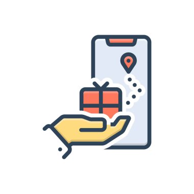 Teslim için renk illüstrasyon simgesi 