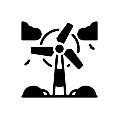 Rüzgar gücü için siyah katı simge