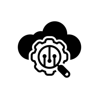 Bulut analizi için siyah katı simge 