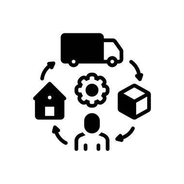 Lojistik yönetimi için siyah katı simge 