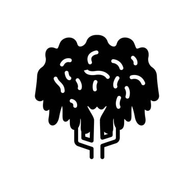 Söğüt ağacı için siyah katı simge 