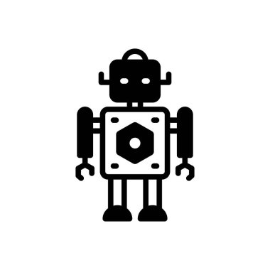 Robot için siyah katı simge 