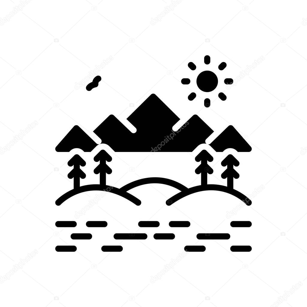 Black solid icon for valley