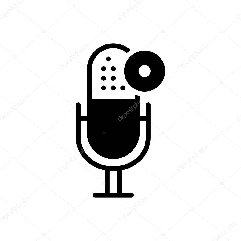Black solid icon for mic