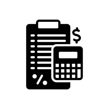 Hesaplamalar için siyah katı simge 