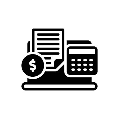 Maaş bordrosu için siyah katı simge 