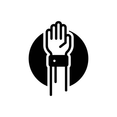 El için siyah katı simge 