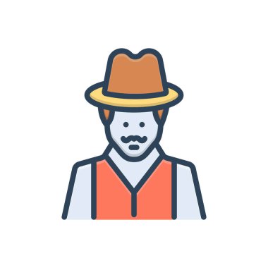 Asyalı için renk illüstrasyon simgesi