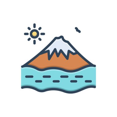 Dağ için renk illüstrasyon simgesi 