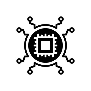 Mikroçip için siyah katı simge 