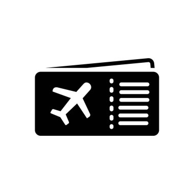 Uçak bileti için siyah katı simge 
