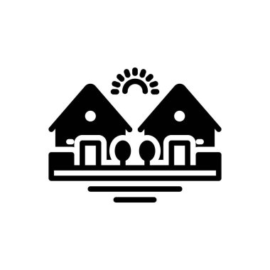 Black solid icon for neighborhood  clipart