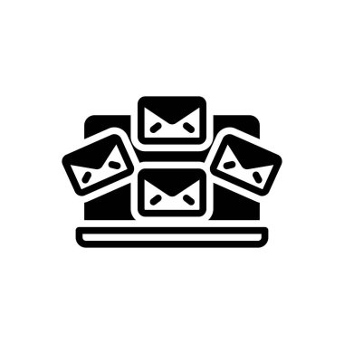 Gelen kutusu için siyah katı simge 