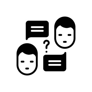Black solid icon for discussion  clipart