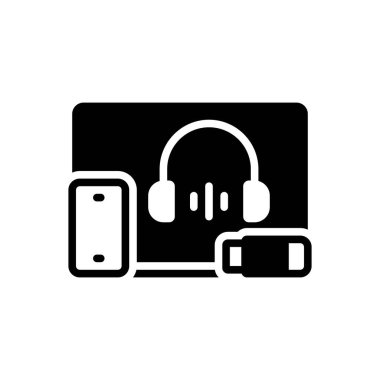 Çokluortam için siyah katı simge