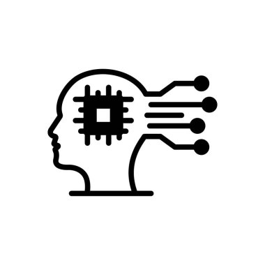 Black solid icon for intelligence  clipart