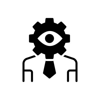Black solid icon for supervision  clipart