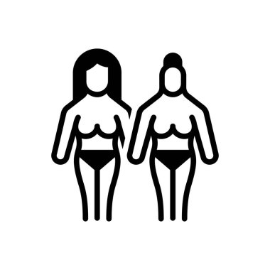 Black solid icon for lesbian  clipart