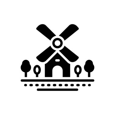 Değirmenler için siyah katı simge 