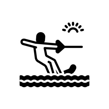 Black solid icon for water sport  clipart