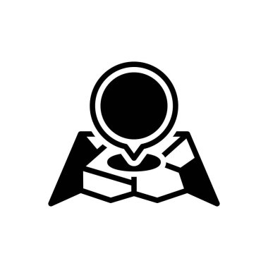 Harita için siyah katı simge 