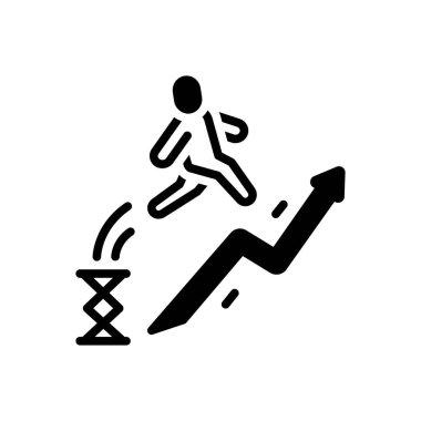 Black solid icon for skill building clipart