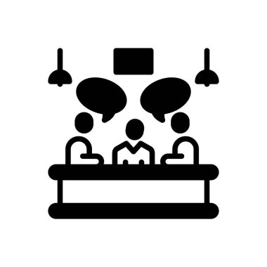 Black solid icon for discussion  clipart