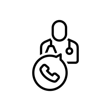 Doktoru aramak için siyah çizgi simgesi