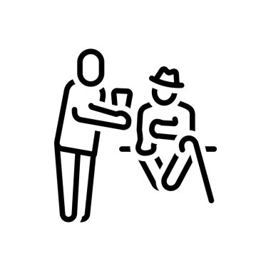 Yardım için siyah çizgi simgesi 