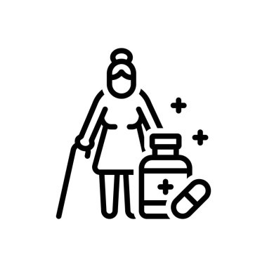 İlaç için siyah çizgi simgesi 